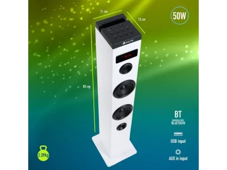 Torre de Sonido con Bluetooth NGS SKY CHARM/ 50W/ 2.0/ Blanca